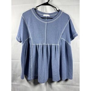 Ces Femme‎ Blue Babydoll Top Size Small
